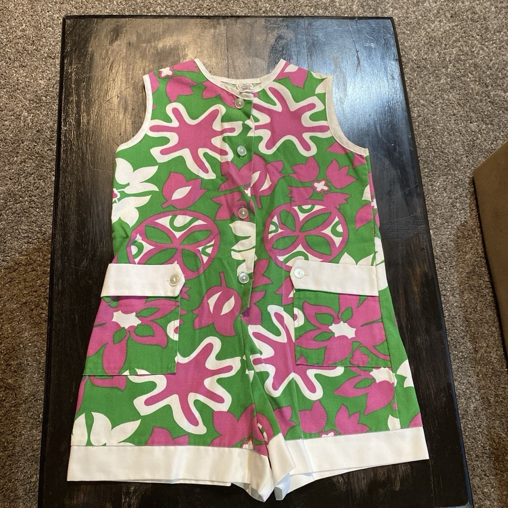 Vintage Sears Little Girls Summer Romper Jumper Size 6x Boho Hippie Floral 60s